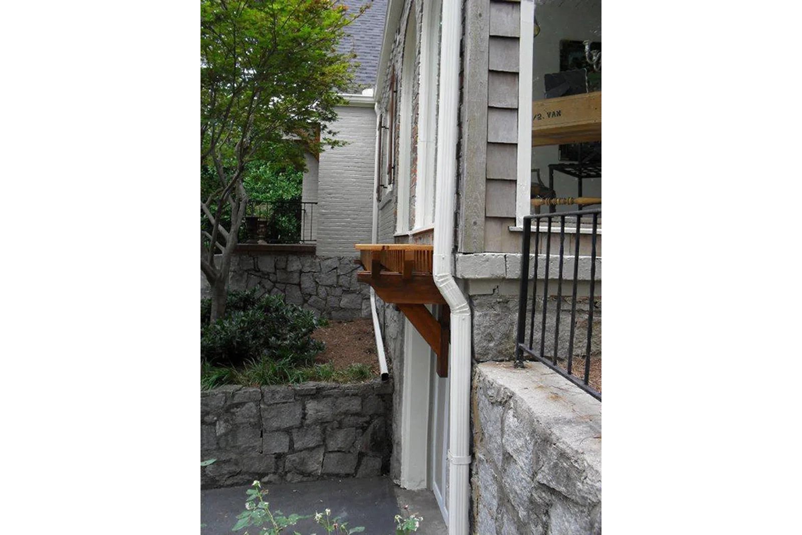 a small table outside a building