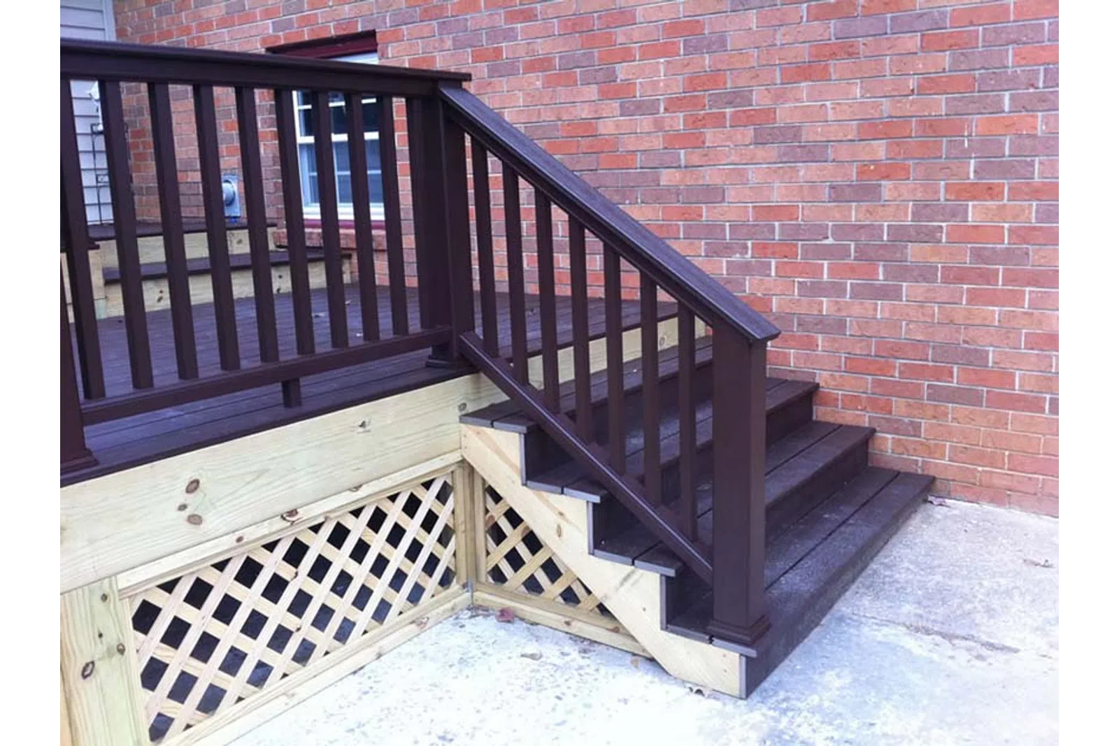a wooden staircase outside