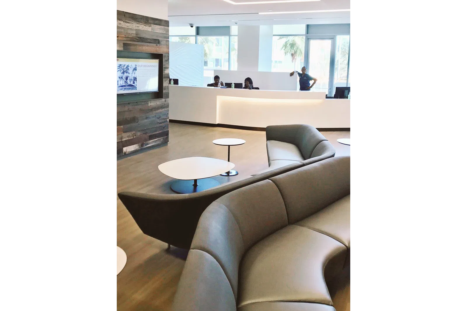 a room with a couch and a table