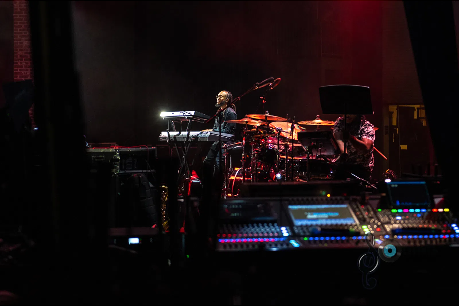 a person in a dark room