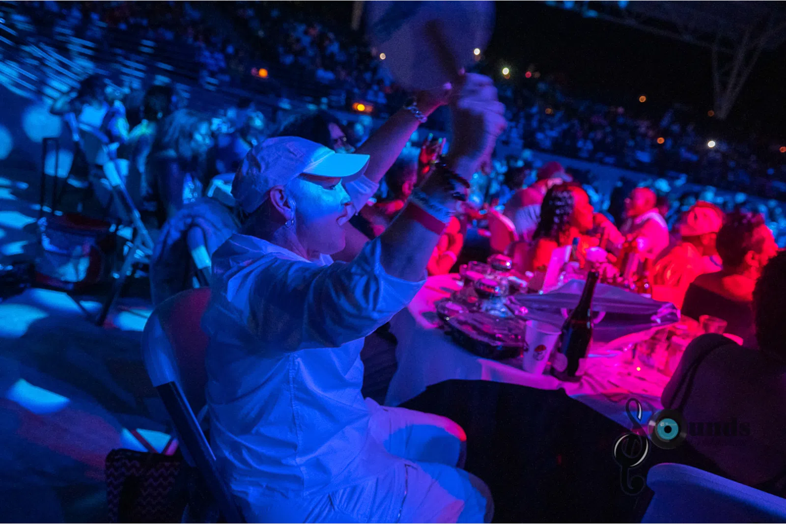 a group of people sitting on a stage in front of a crowd
