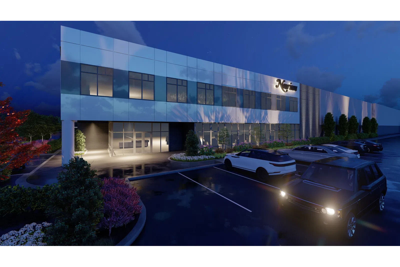 a building with cars parked outside