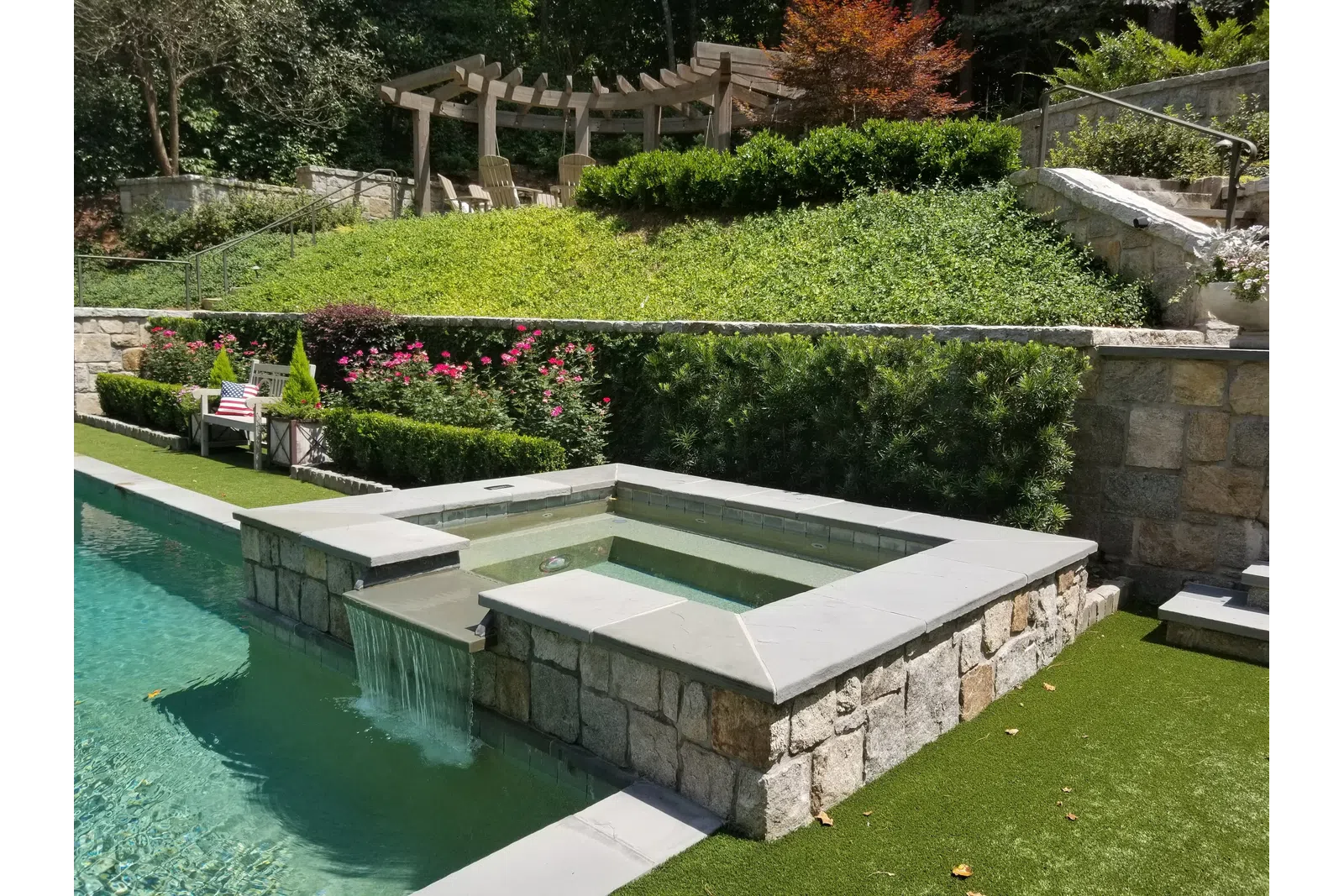 a pool in a backyard