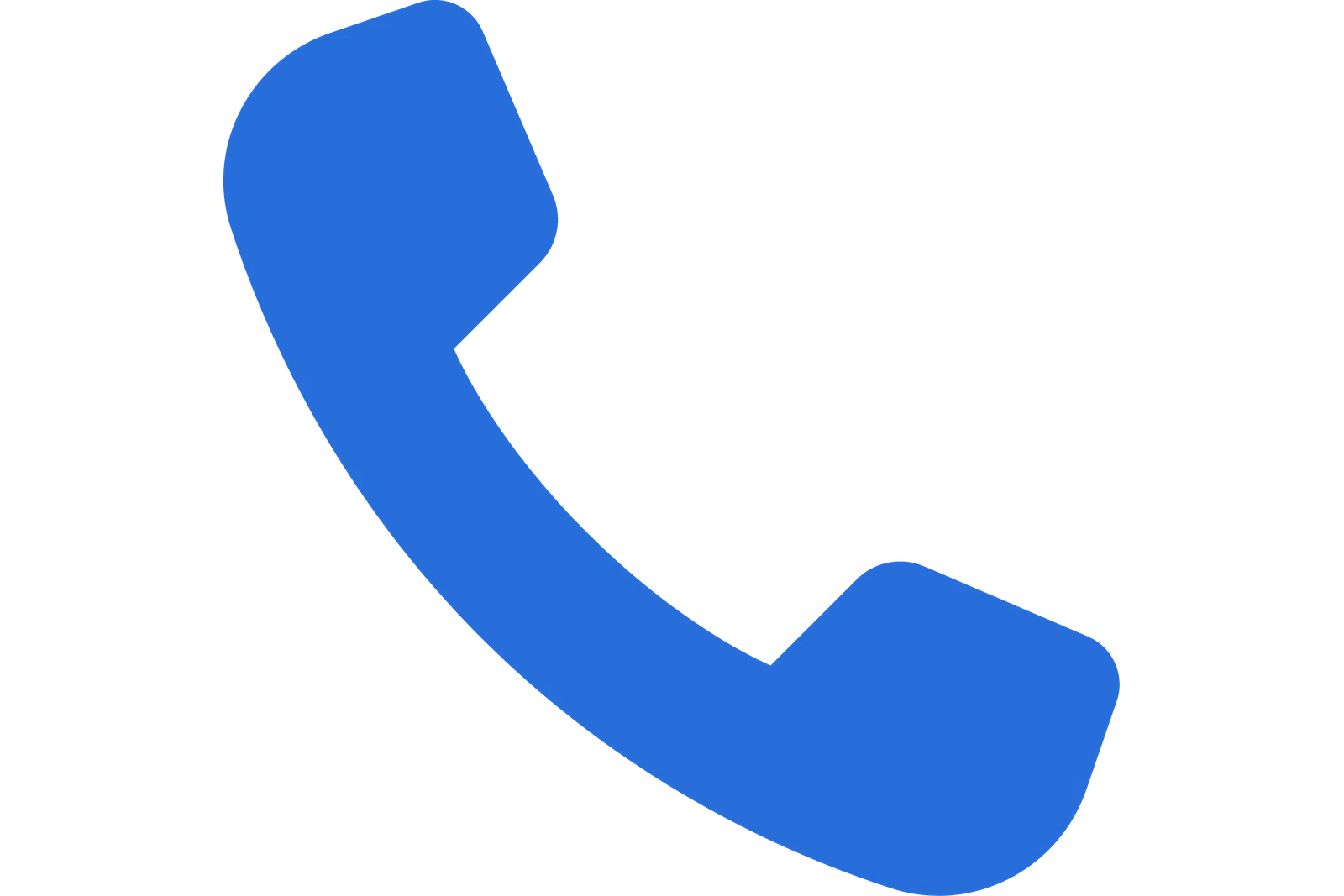 Blue telephone handset icon on a transparent background representing phone call or contact.