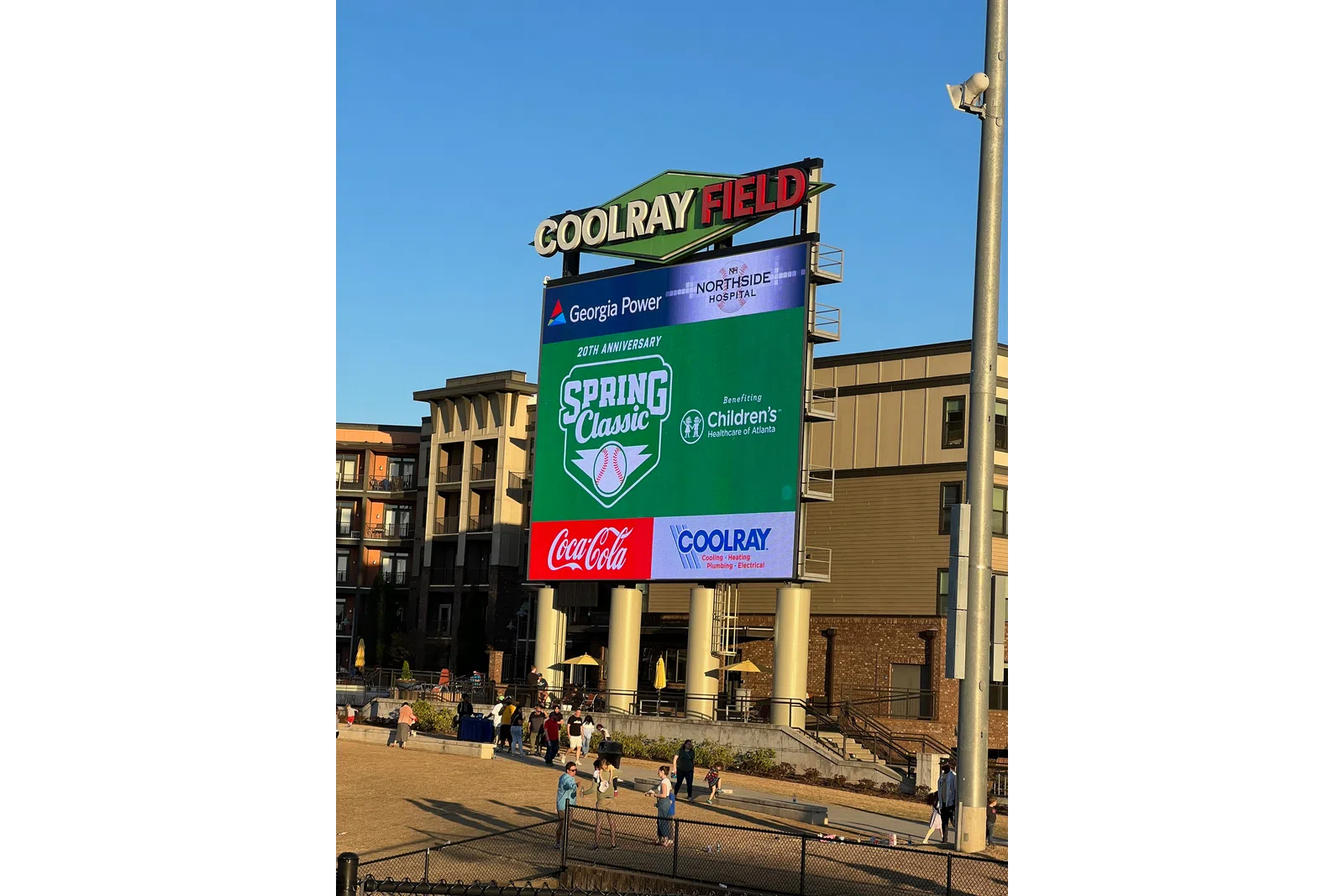 a large sign in front of a building