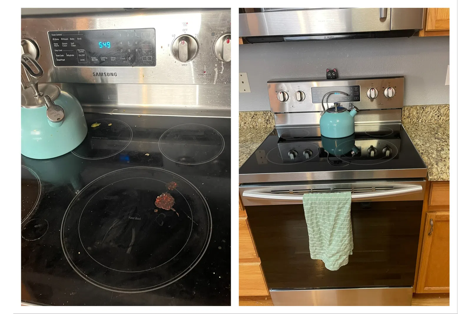 before and after cleaning a stovetop and oven by MaidPro Arvada