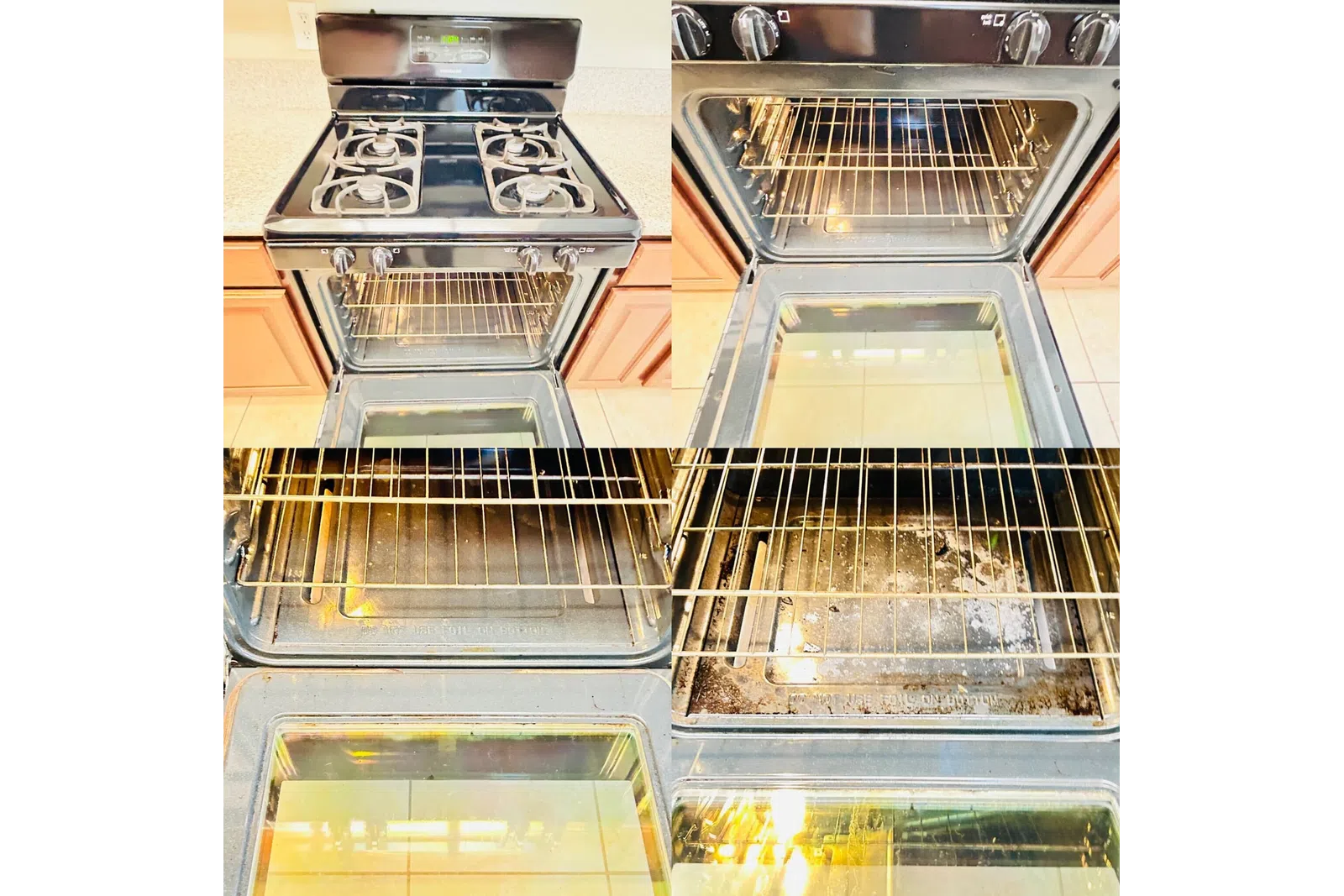 a group of ovens with food in them