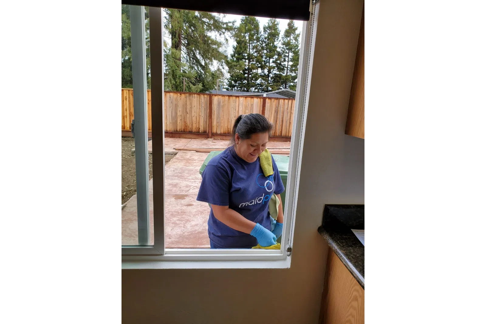 a man in a blue shirt