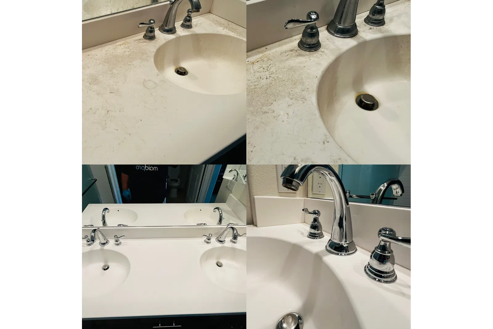 a couple of sinks are near each other