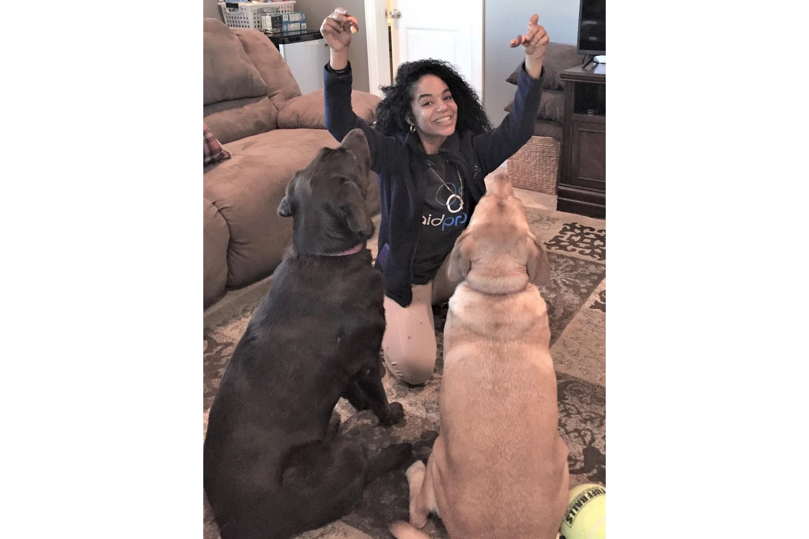 a person and a dog