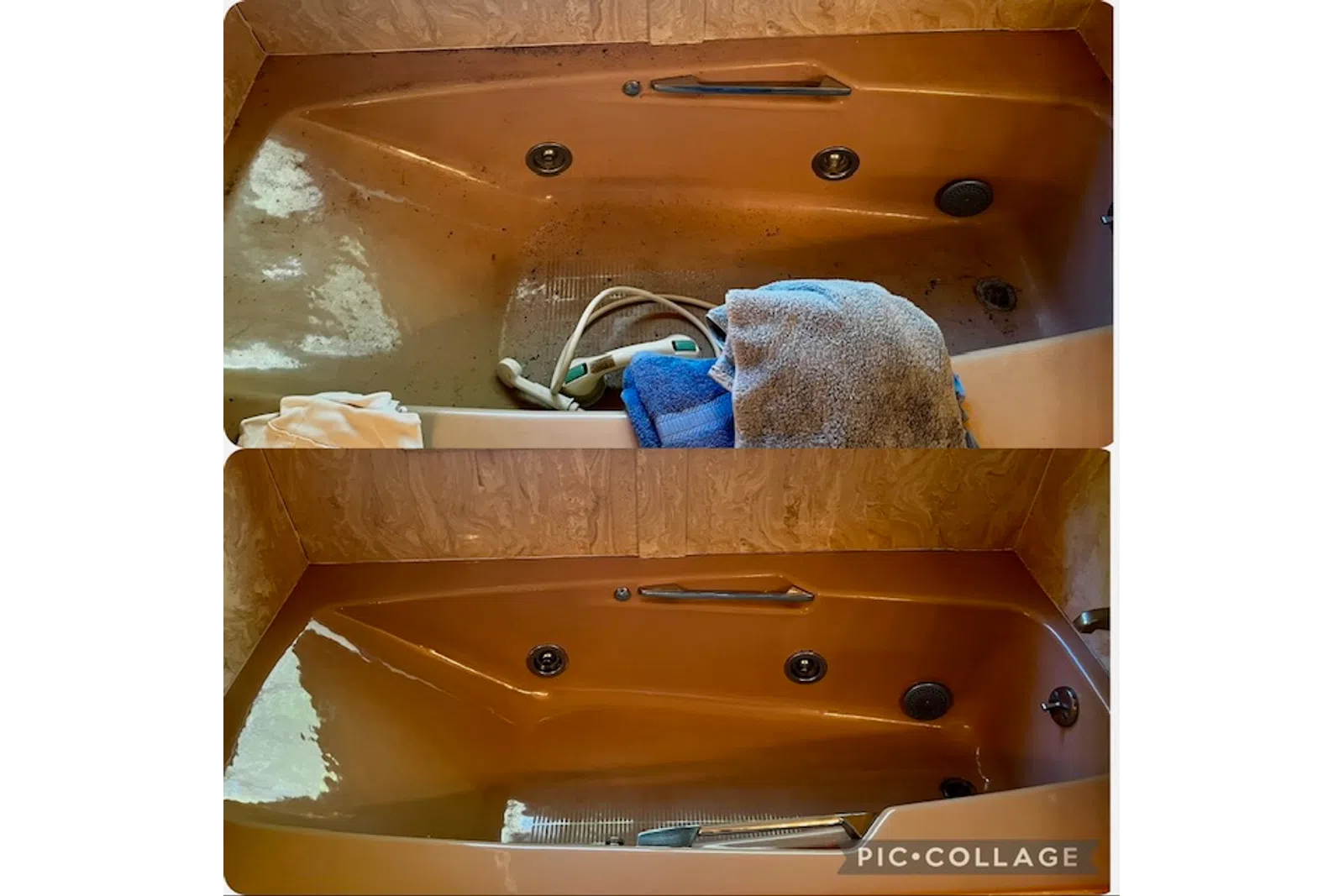 a wooden boat with a towel on the deck