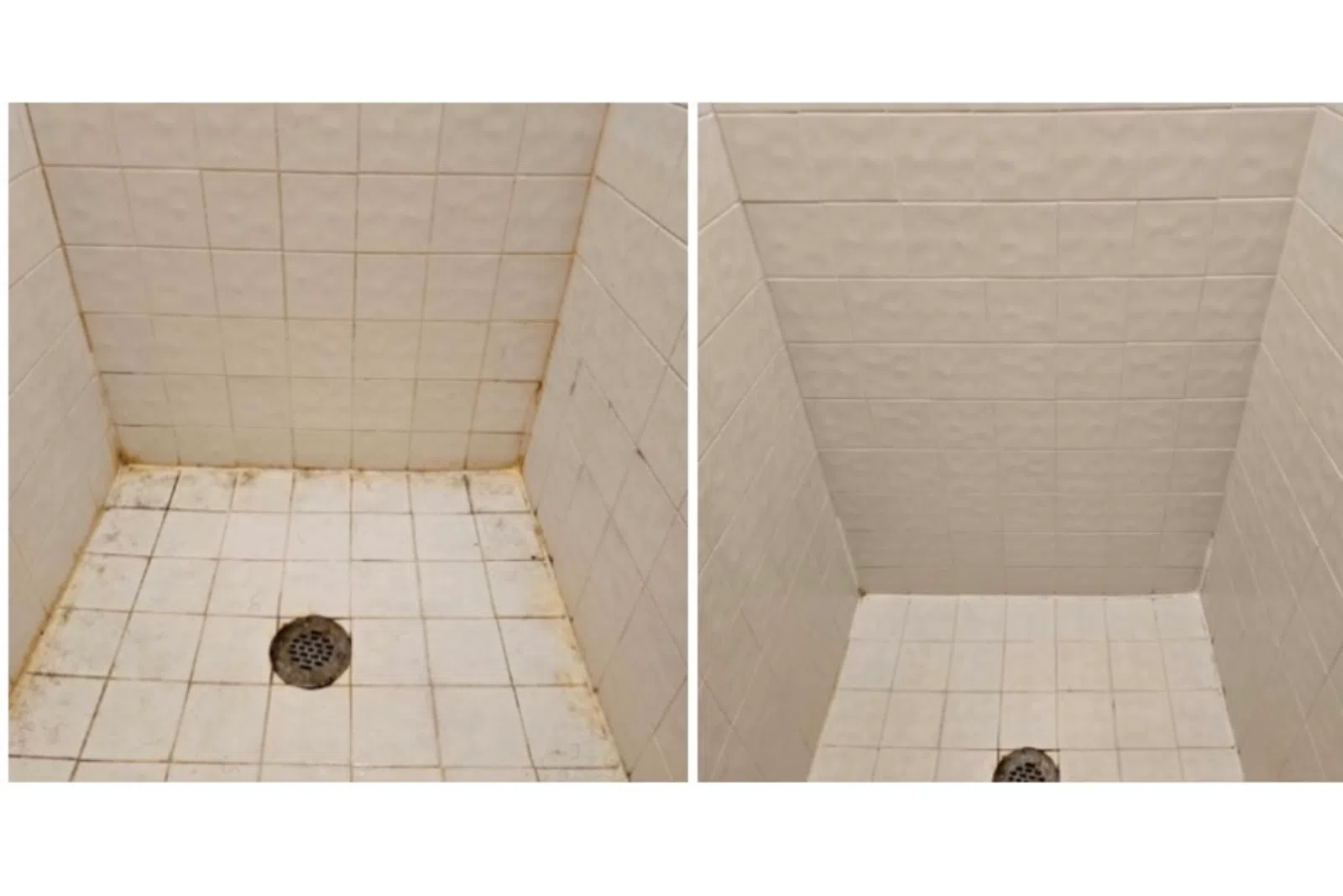 a room with a tile floor and a hole in the wall