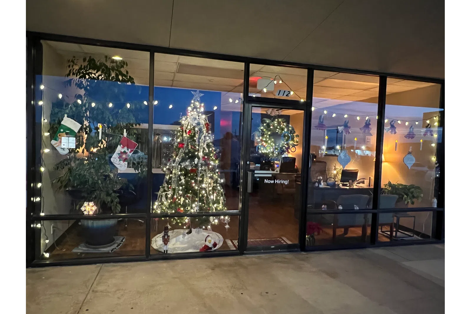 a christmas tree in a room