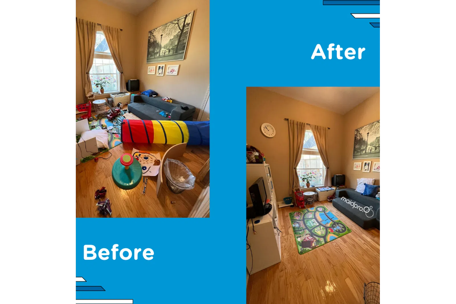 a living room in Katy, Texas cleaned up by MaidPro professional house cleaners