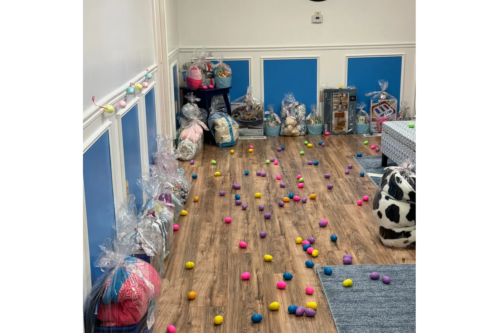 Easter eggs scattered on the floor at MaidPro Tyngsborough