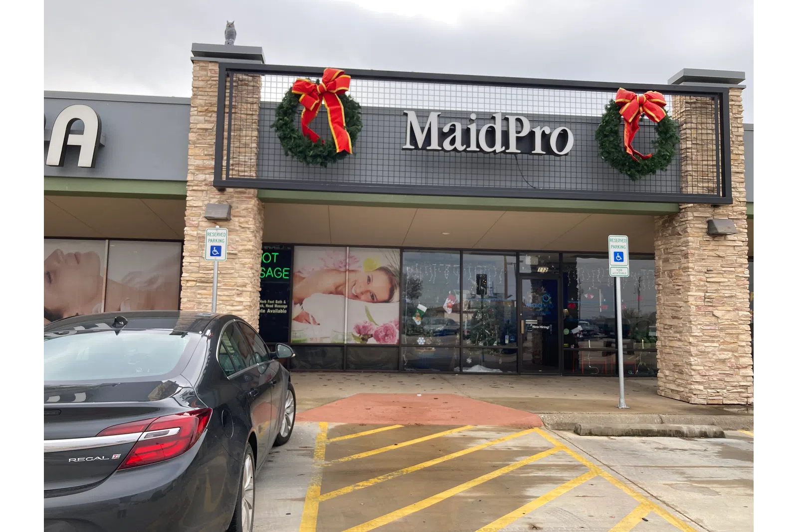 a car parked outside a store