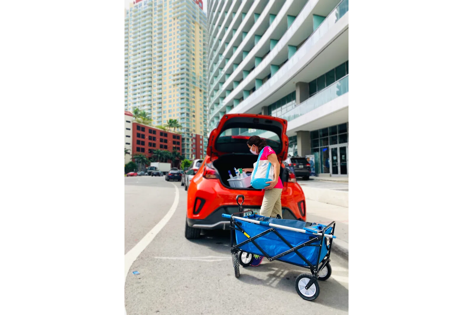a person pushing a stroller