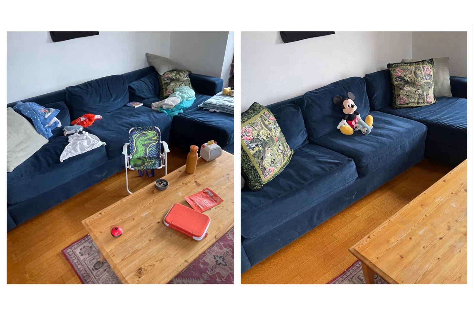 living room and couch cleaned by house cleaners at MaidPro Denver
