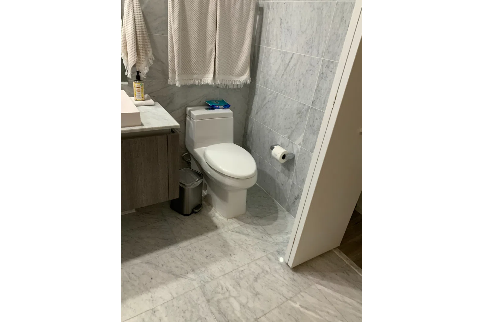 a toilet in a bathroom