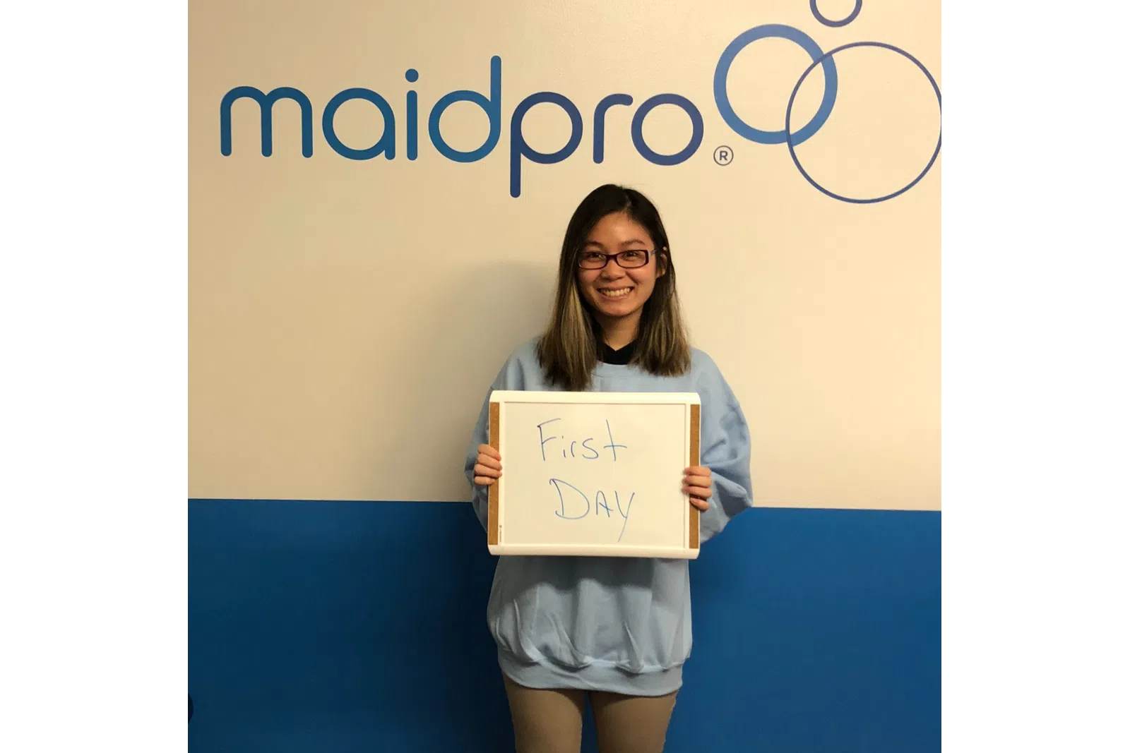 MaidPro professional house cleaner at her first day in Derry, NH