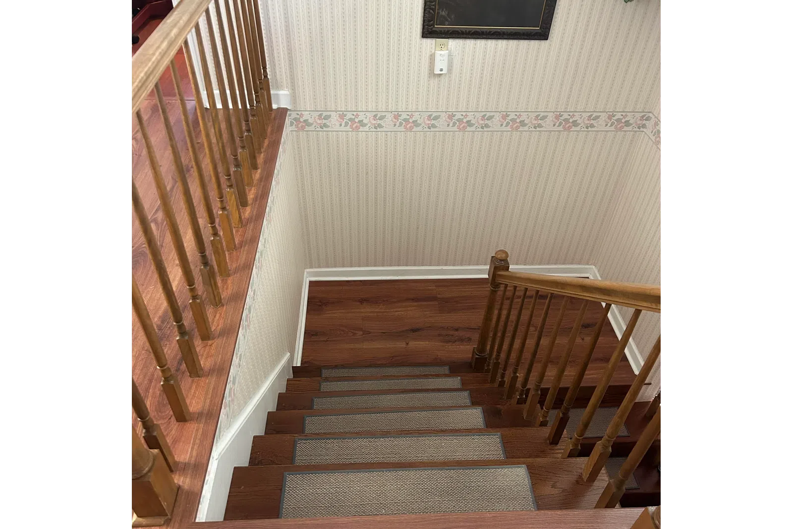a staircase with a railing