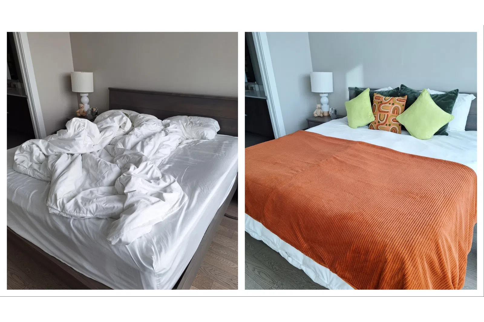 a bed made by house cleaning professionals at MaidPro Denver
