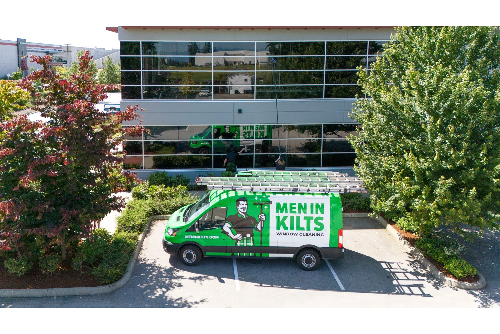 a green van with a cartoon character on it