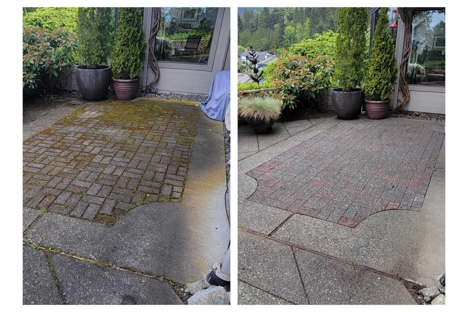 a collage of a patio