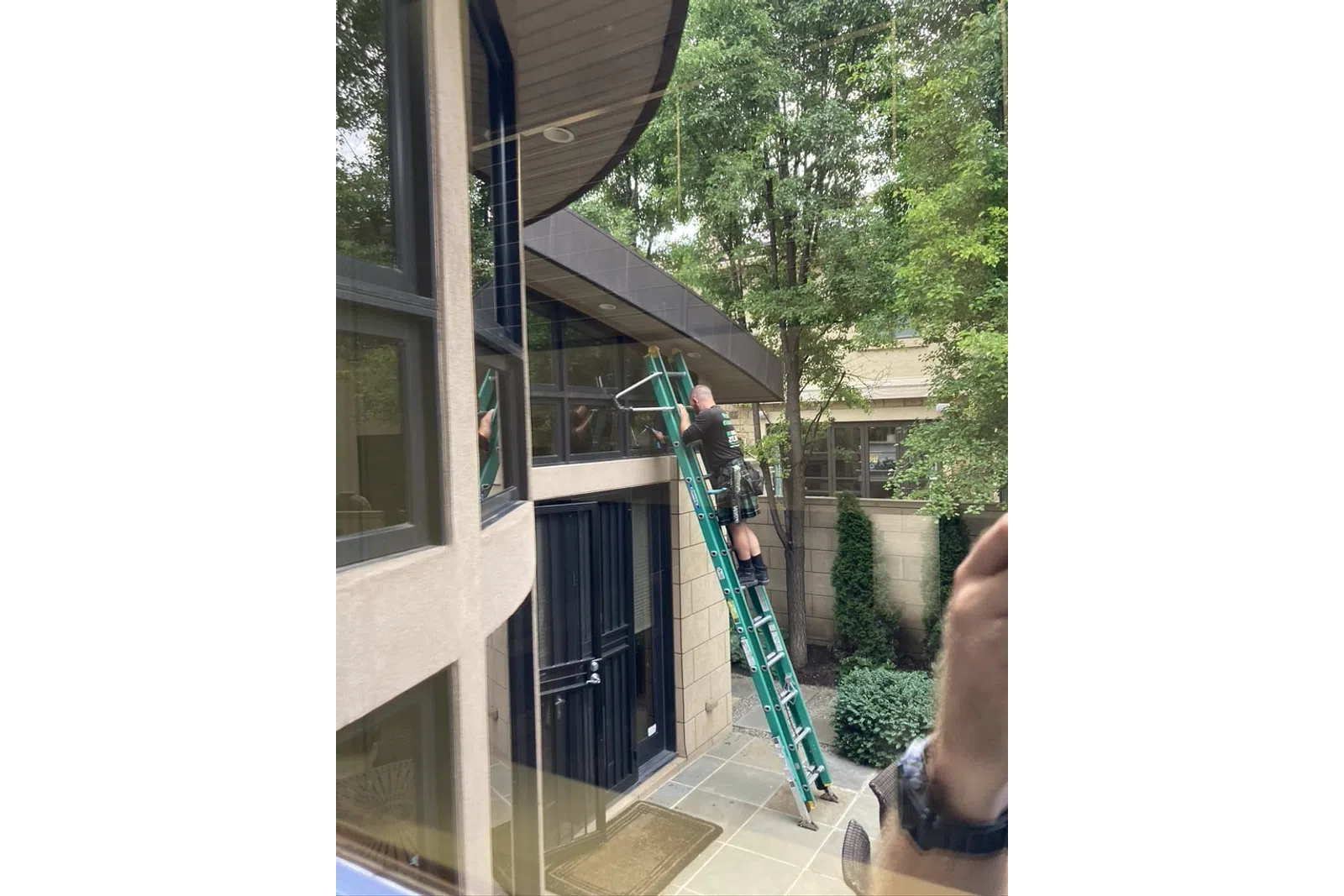 a person climbing a ladder