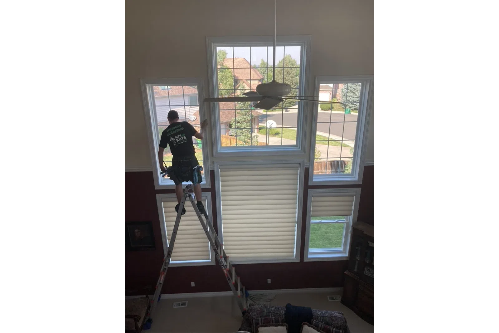 a person standing on a ladder