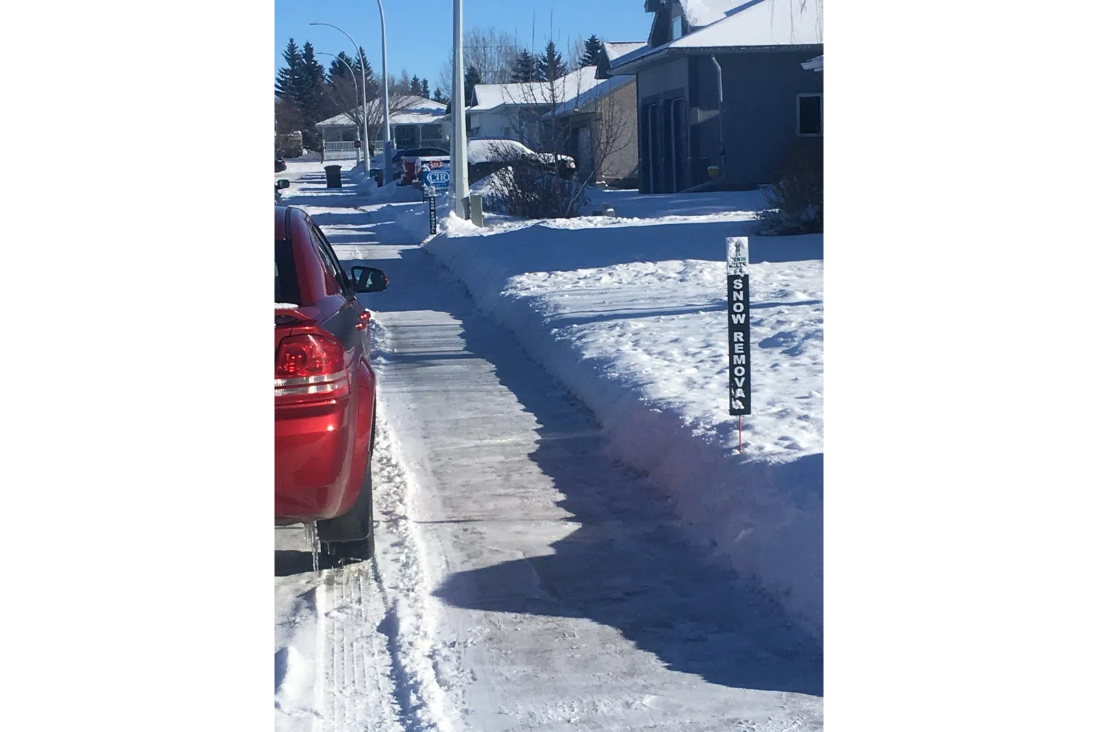 a car parked on a snowy road