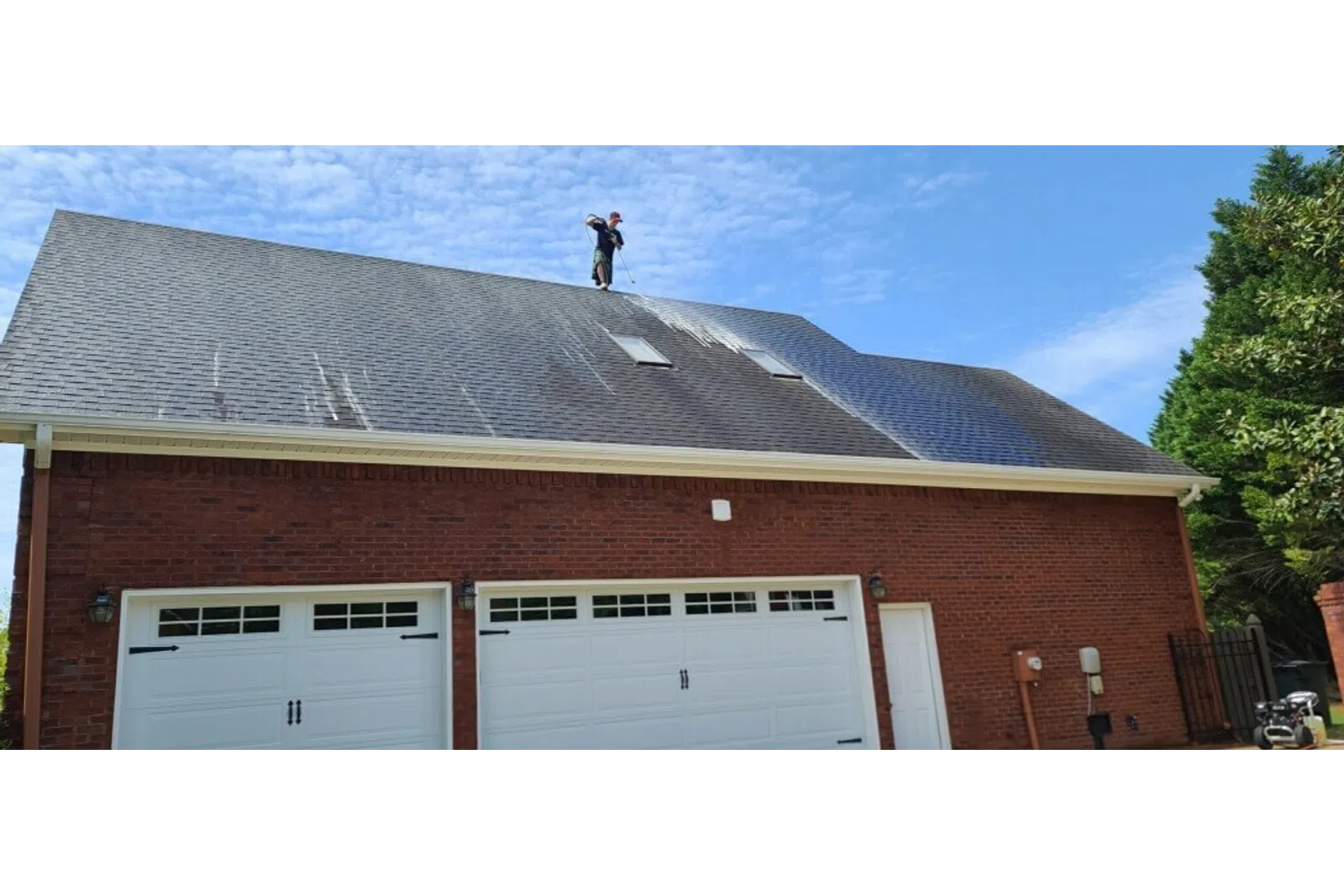 a person standing on a roof