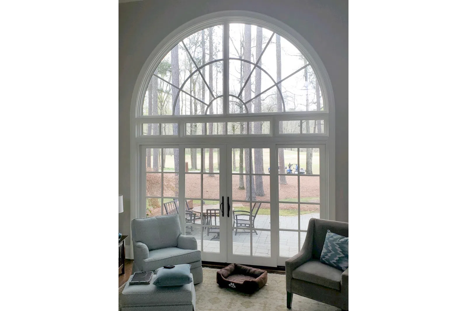 a room with a large window