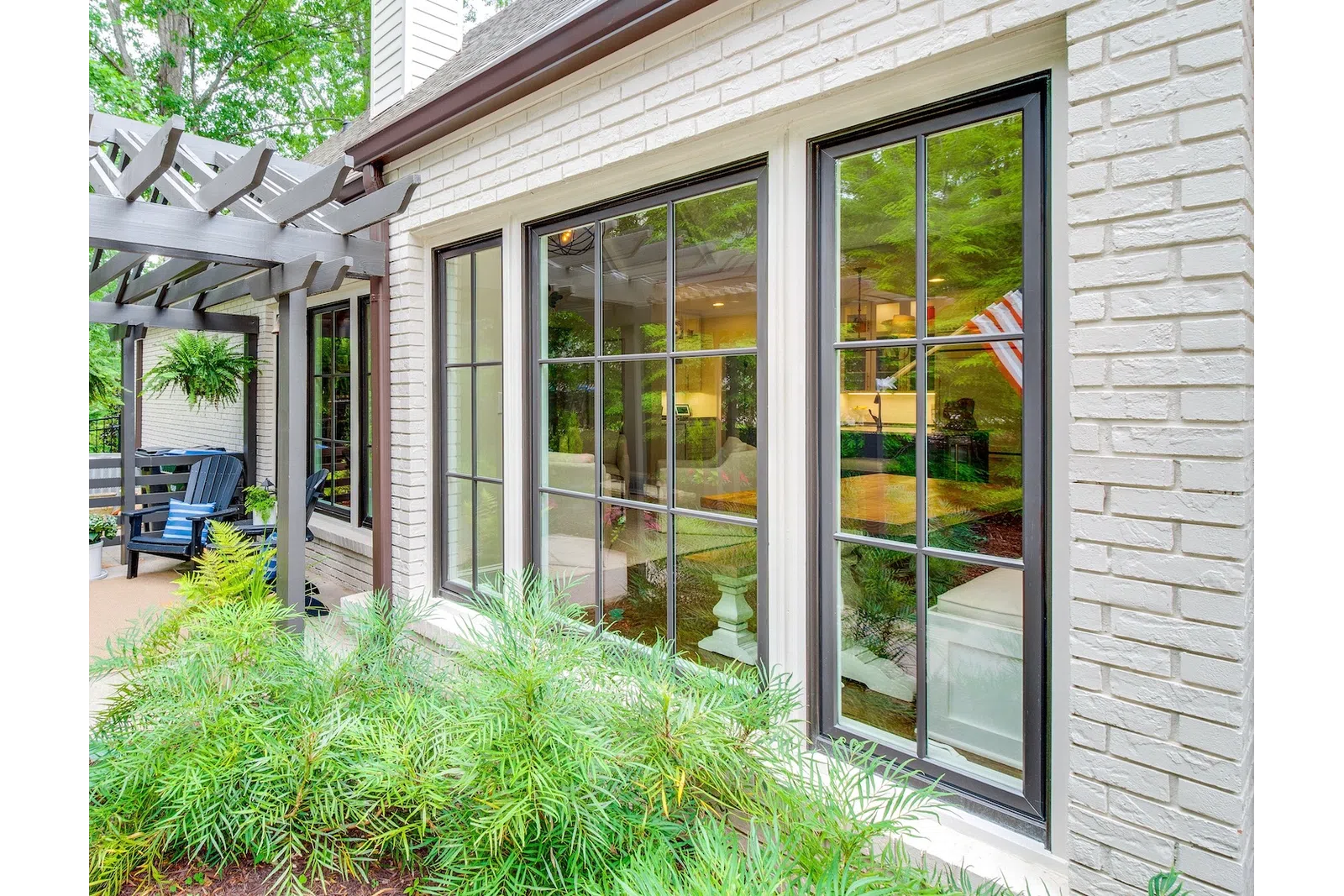 a house with glass windows