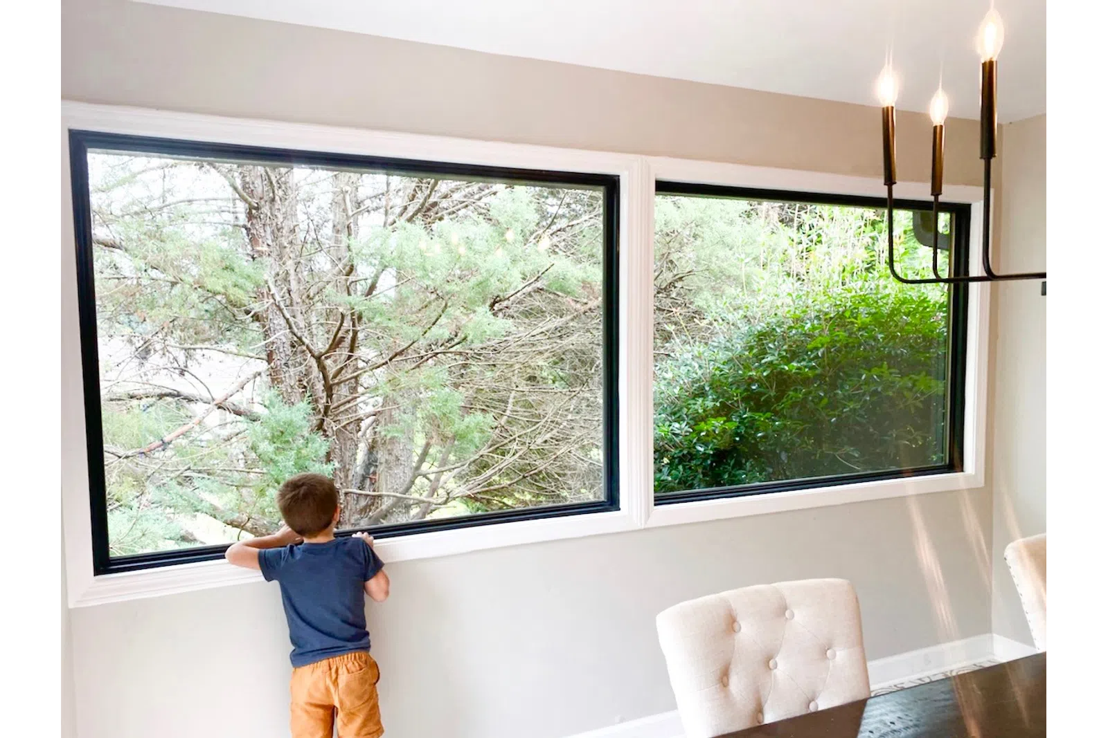 a child looking out a window