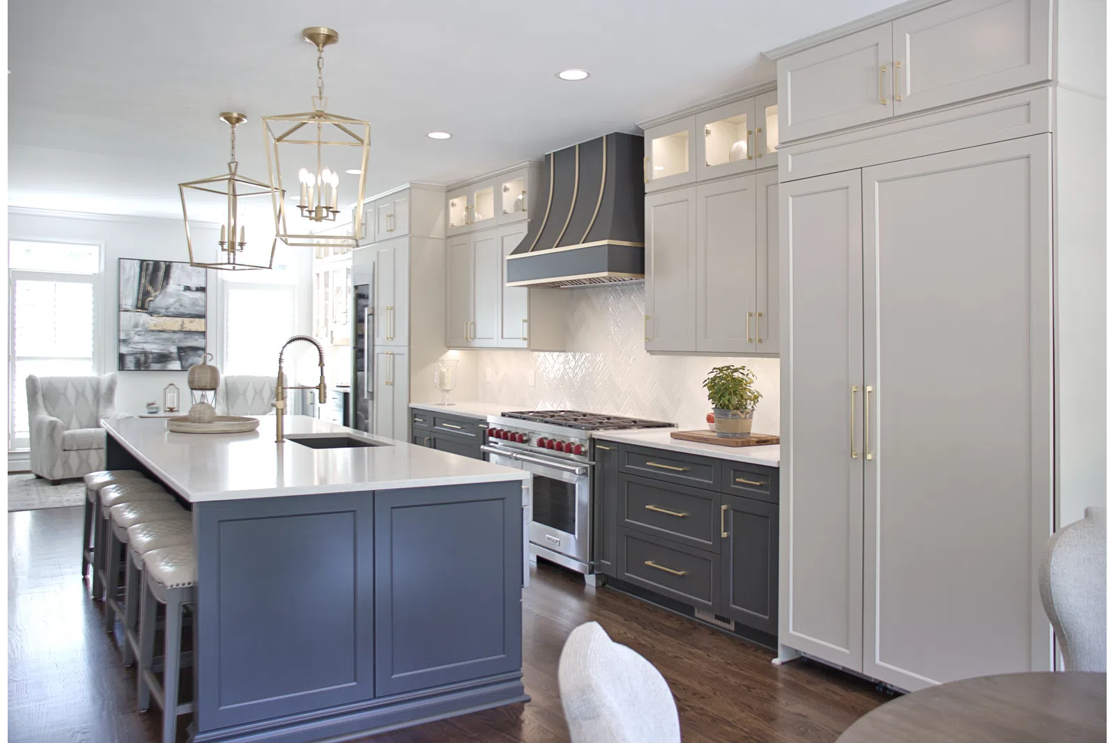 a kitchen with white cabinets