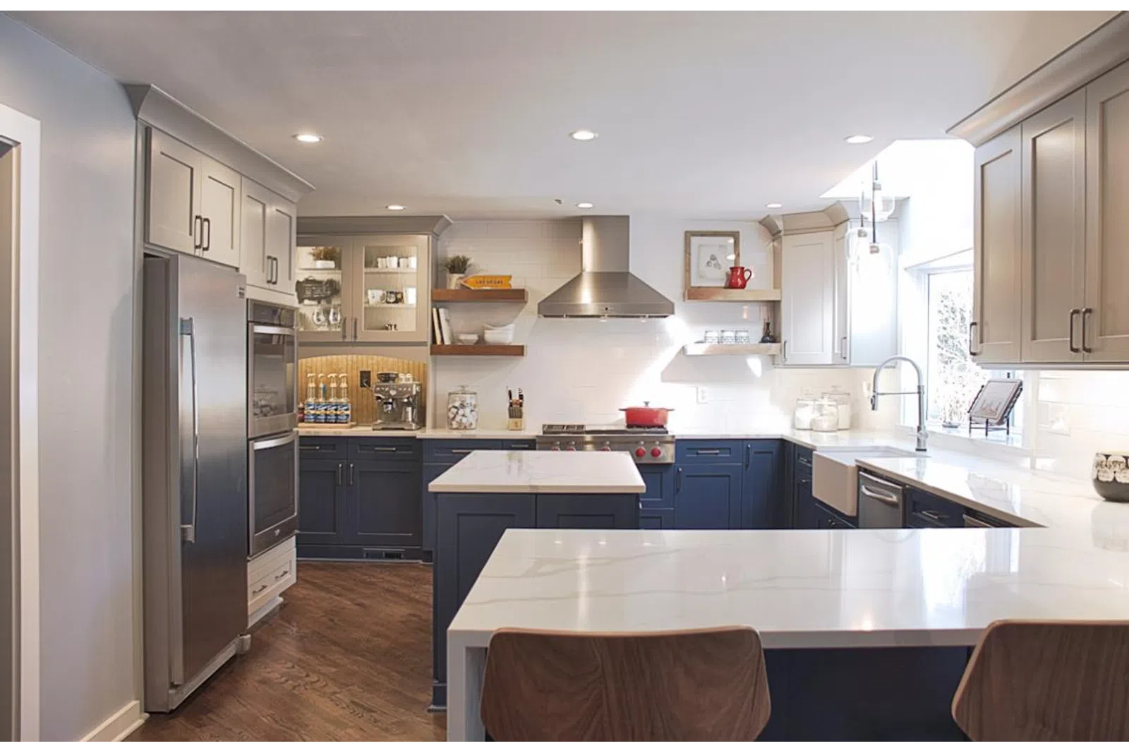 a modern kitchen with stainless steel appliances