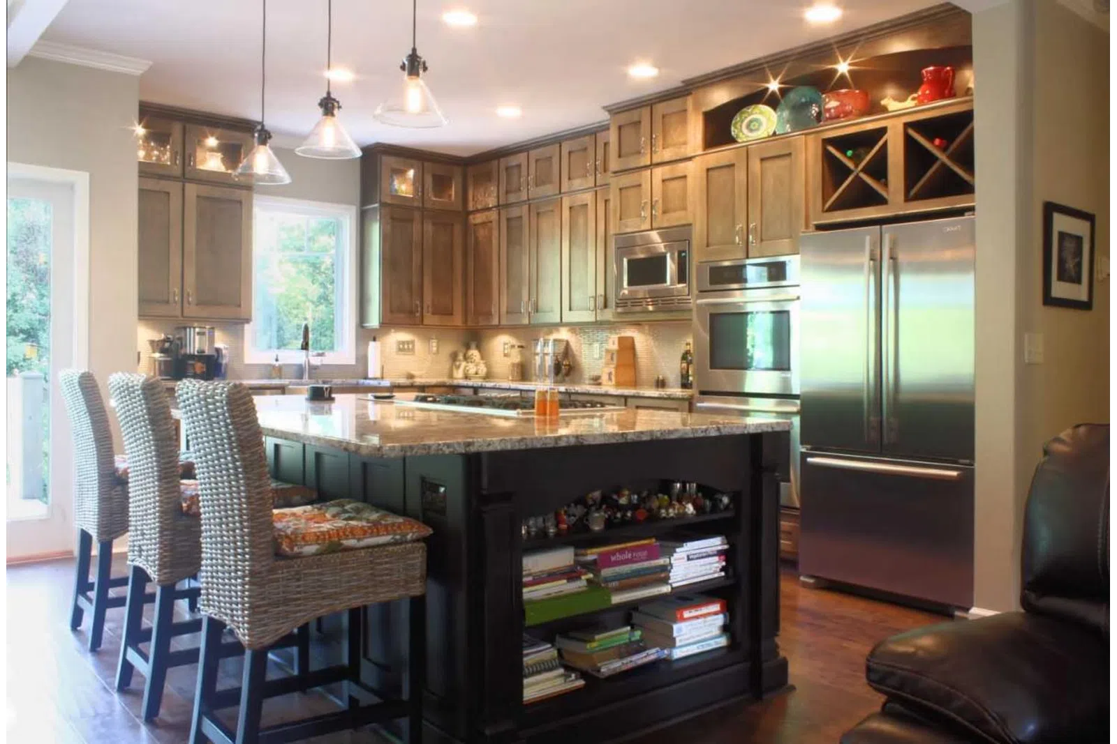 a kitchen with a dining room table