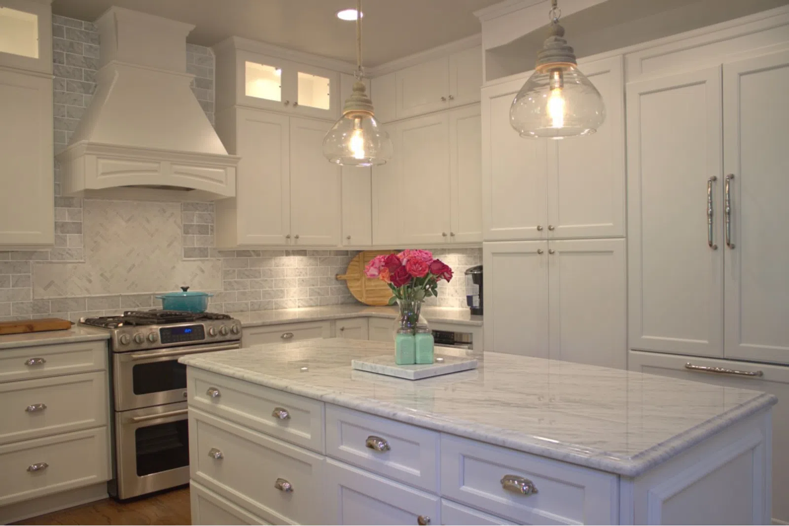a kitchen with a sink and a microwave