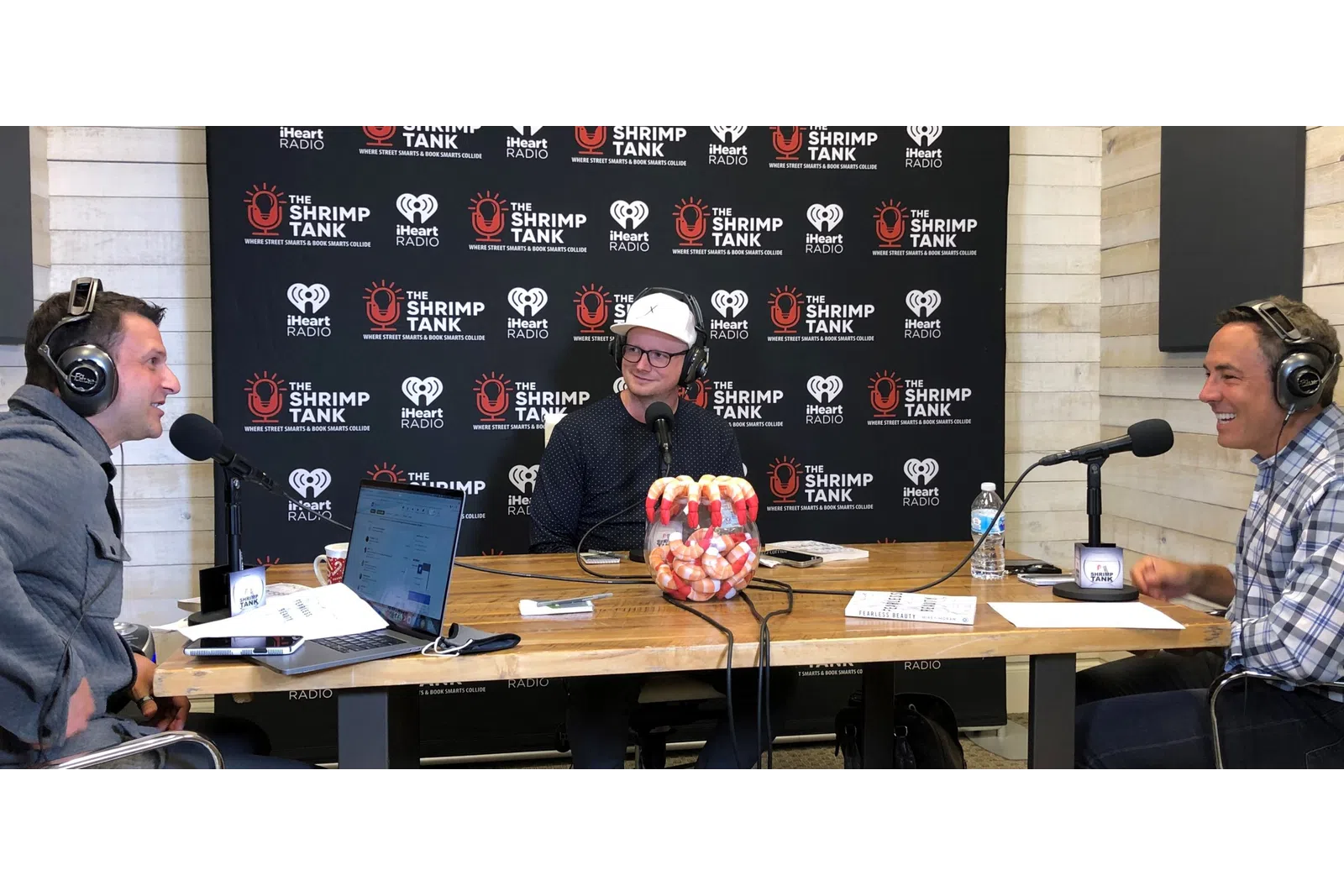 a group of people wearing headphones