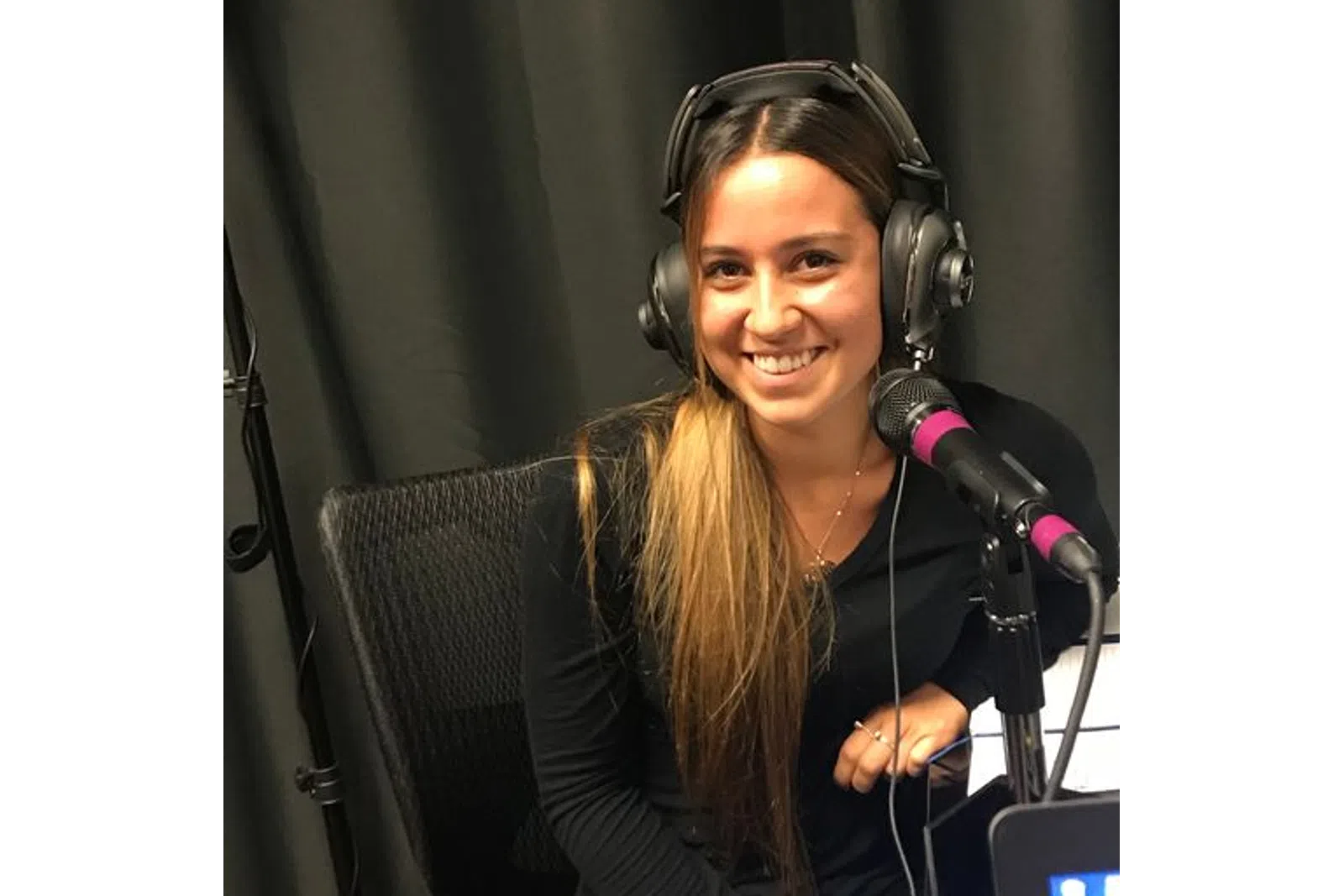 a woman wearing headphones