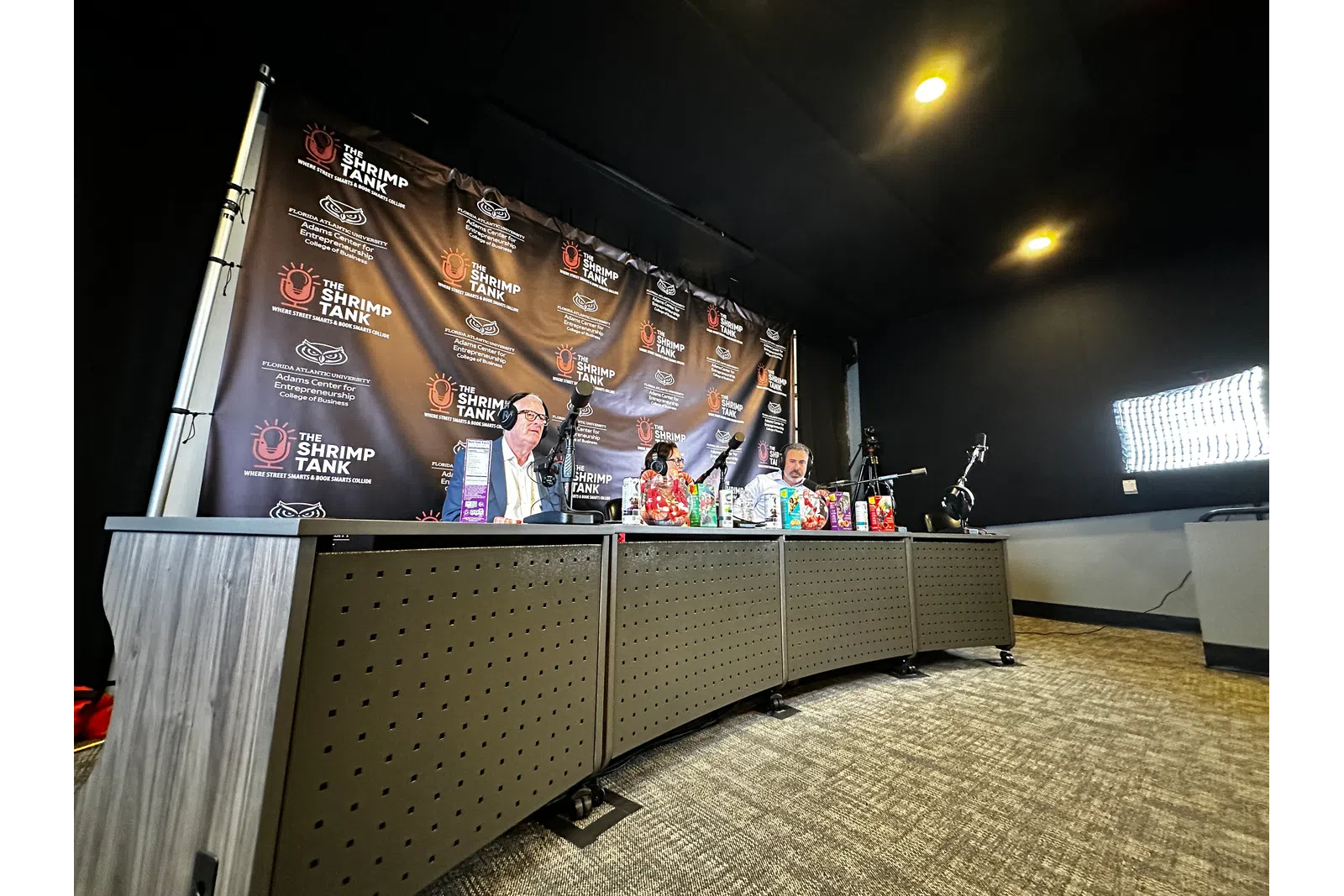 a large screen in a room