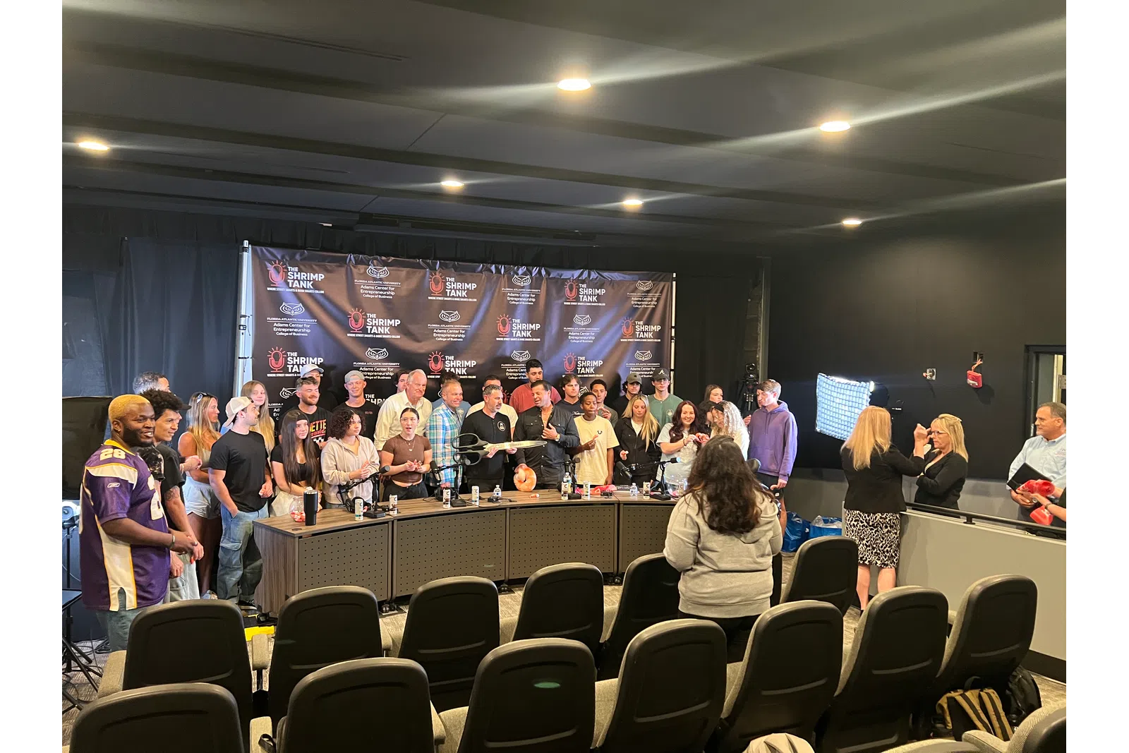 a group of people in a room