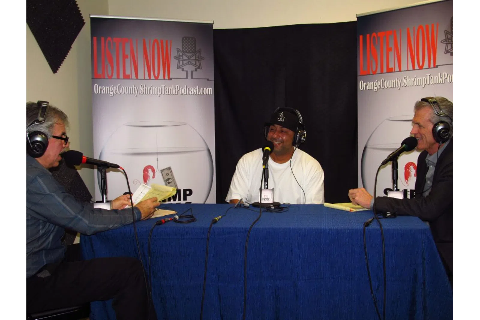 a group of people wearing headphones