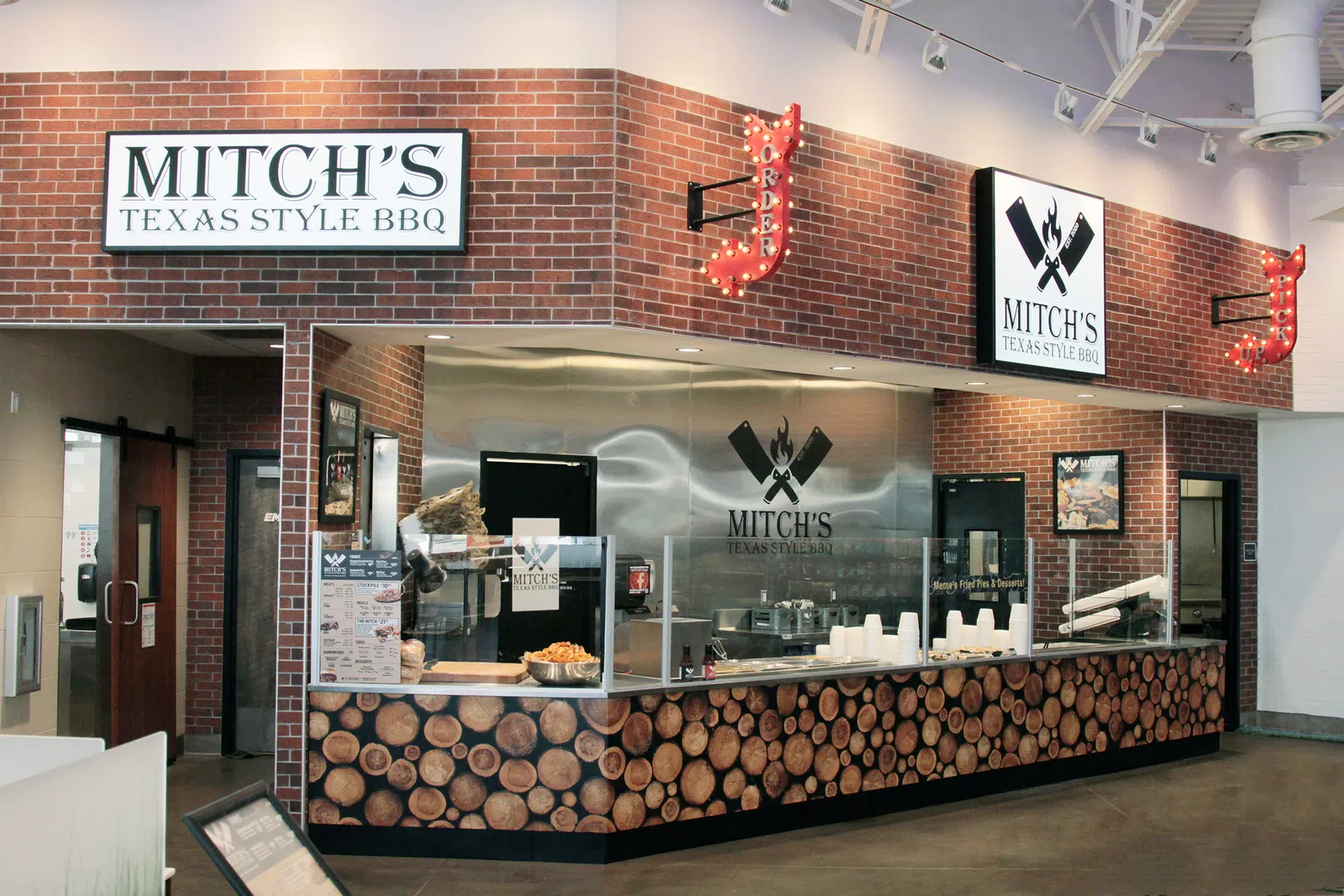 a counter with food on it