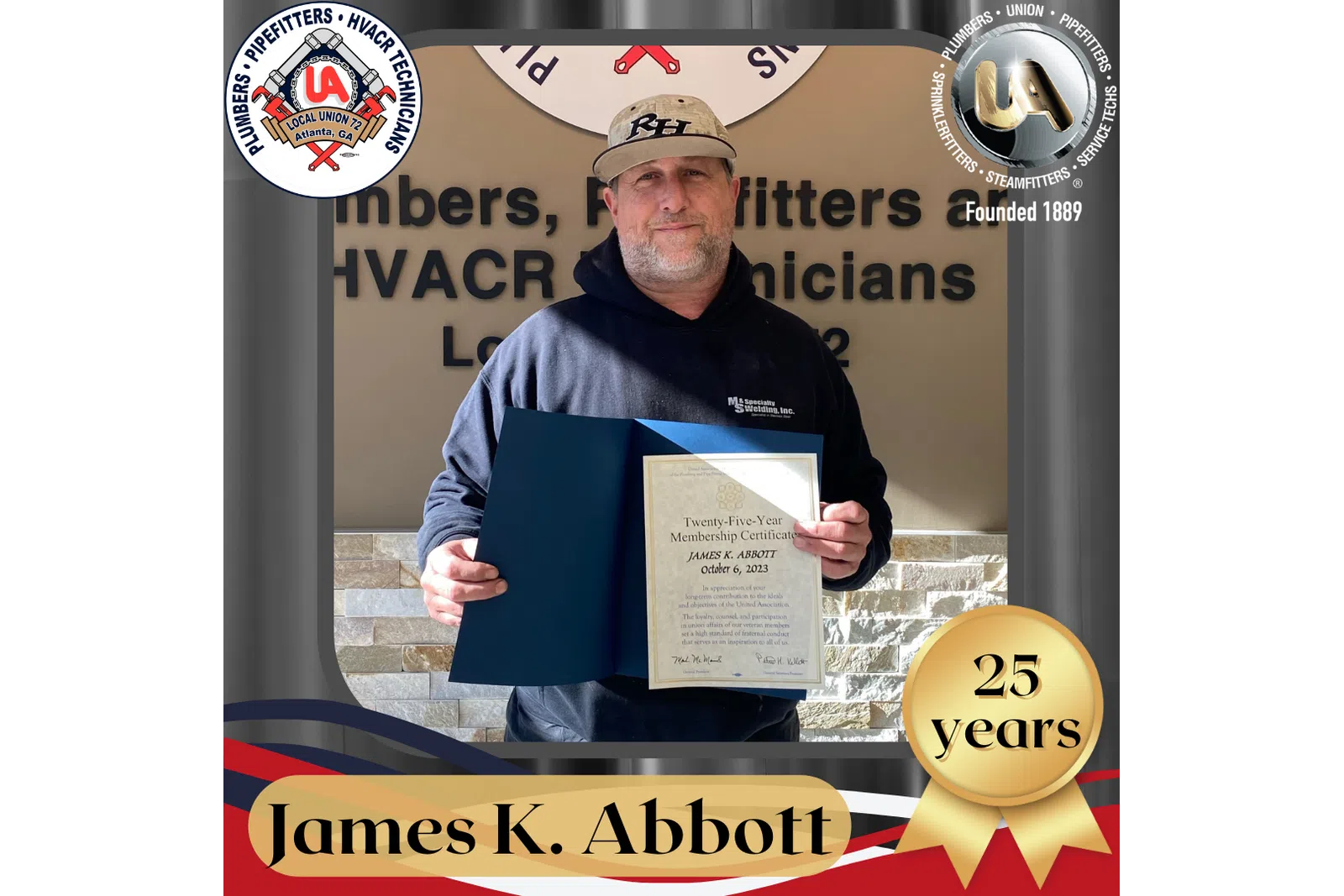 a man holding a certificate