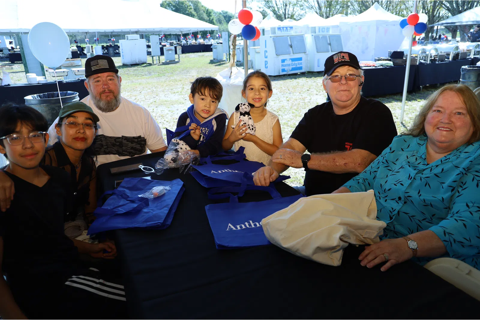 a group of people sitting at a table