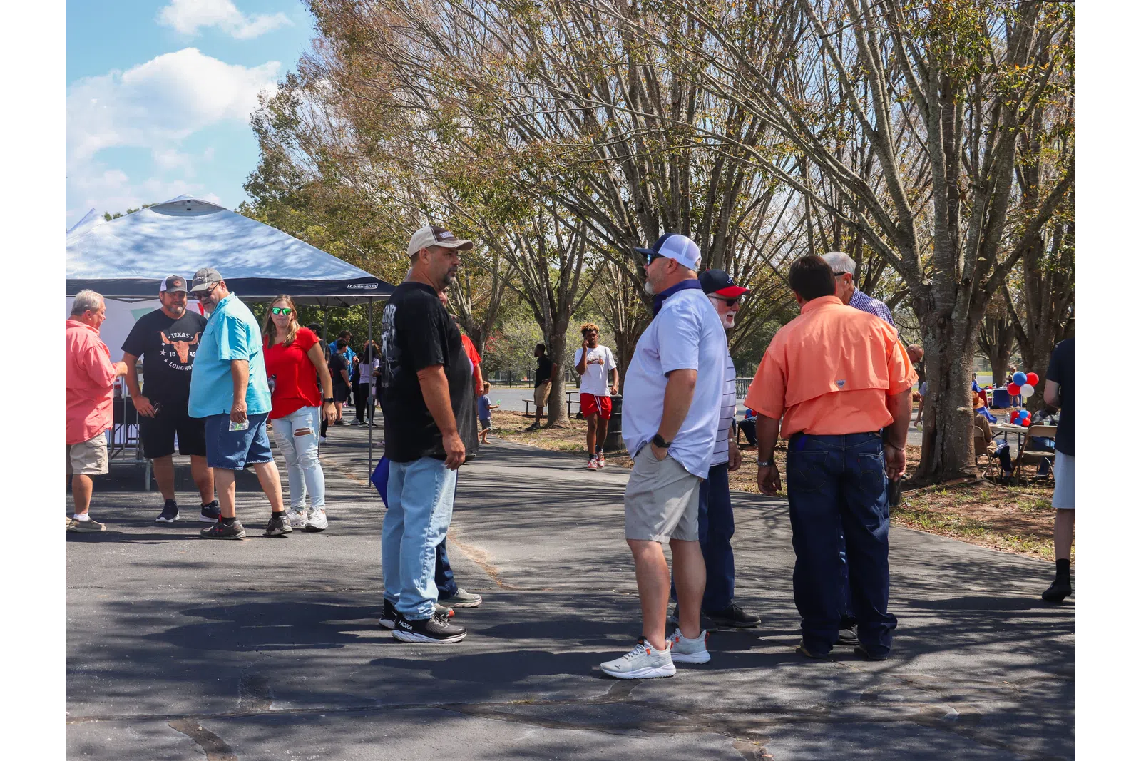a group of people standing outside