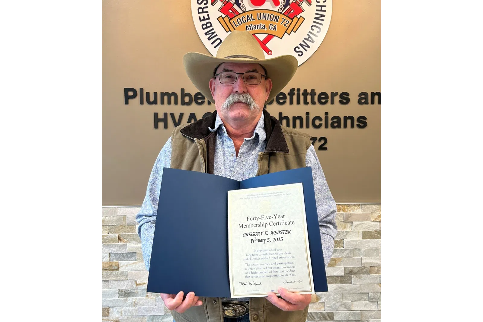 UA72 Members earned Years of Service 2025