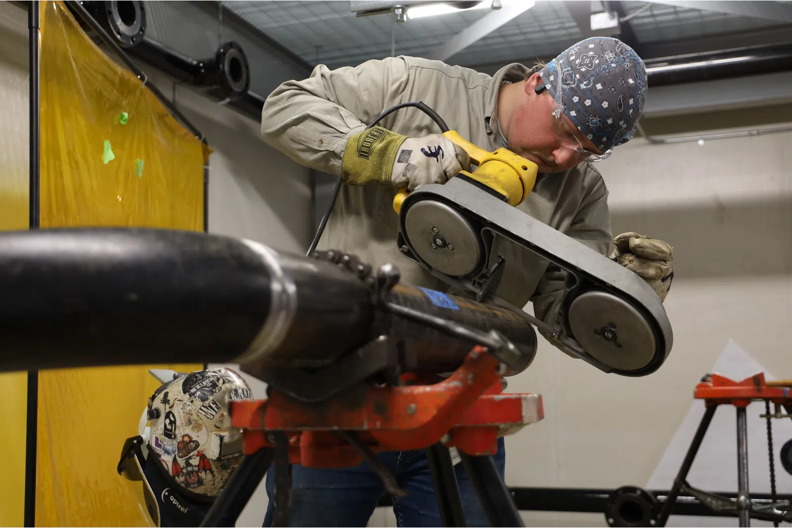 a man working on a machine